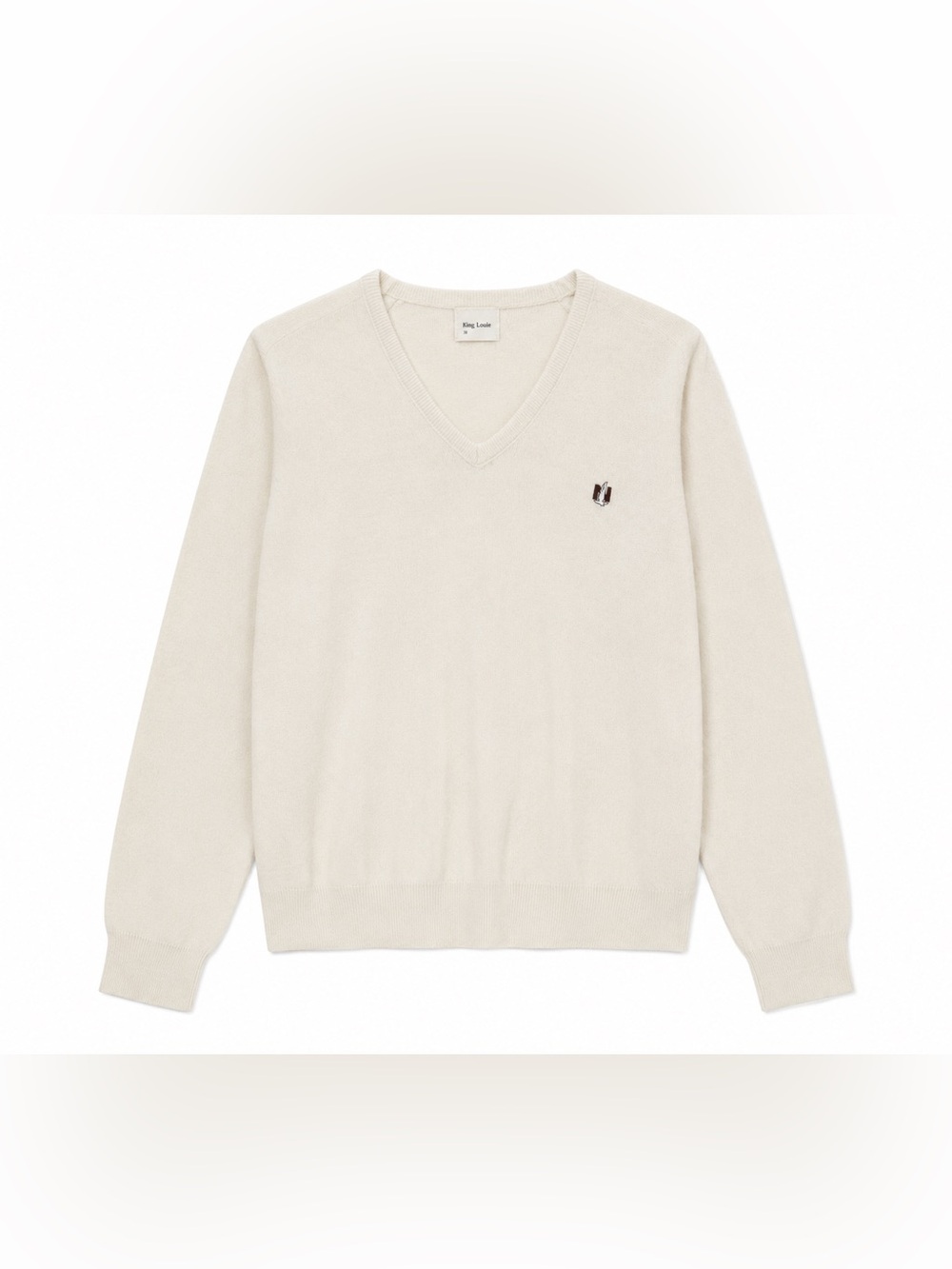 Vintage King Louie Pro Fit USA V-Neck Sweater Cream Ivory Pullover M Preppy Golf